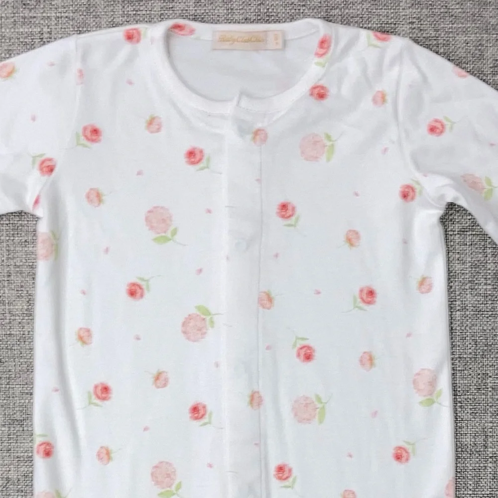 Baby Club Chic 6-9m Pima Cotton Floral White Kids One Piece NWT - Picture 2 of 2